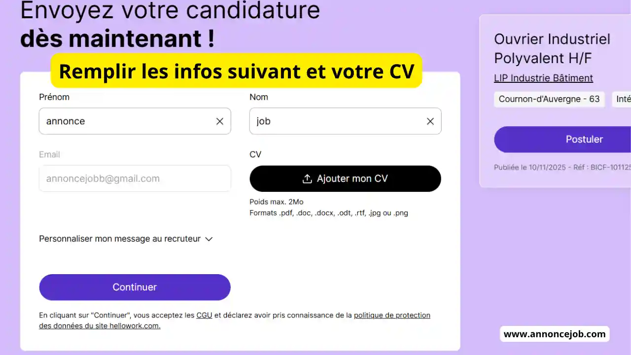 Offre d’emploi Ouvrier Industriel Polyvalent